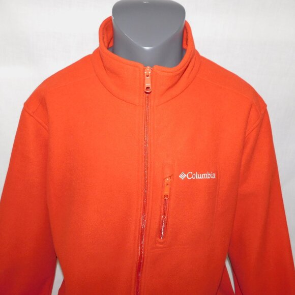 Columbia Mens XL Orange Omni Heat Hot Dots Full Zip Fleece Jacket Sweater - Picture 3 of 14